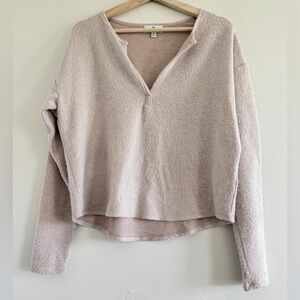 Socialite Women's Soft Pink fleece V-Neck Sweater long sleeve size S